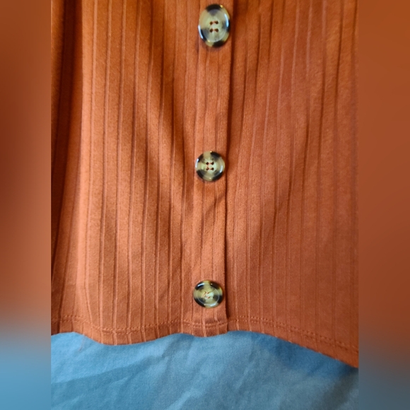No Boundaries Rust Colored Spaghetti Strap Crop Top with Button Accent - Picture 4 of 6